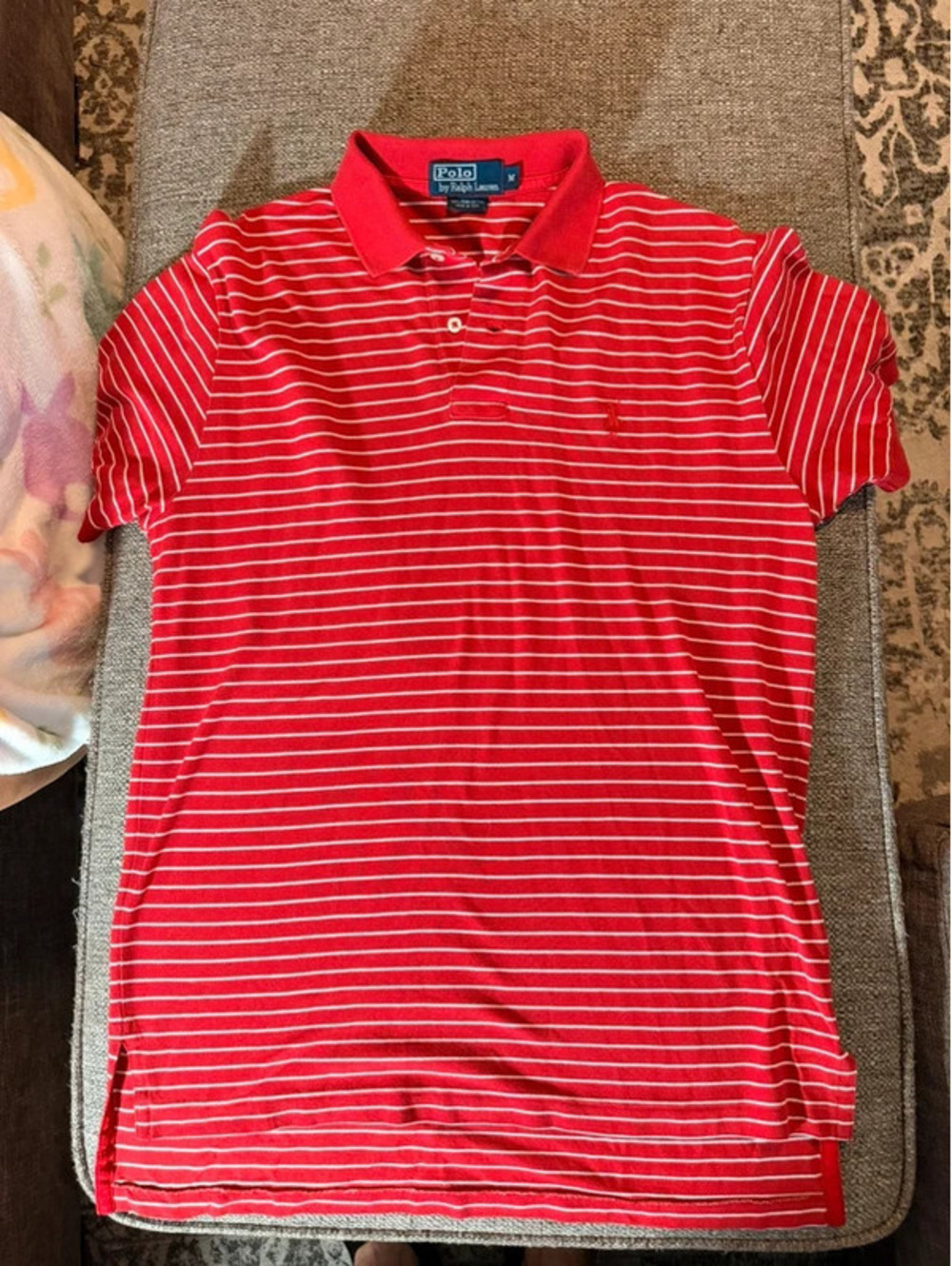 Polo Ralph Lauren Men's Medium Red Striped Polo Shirt